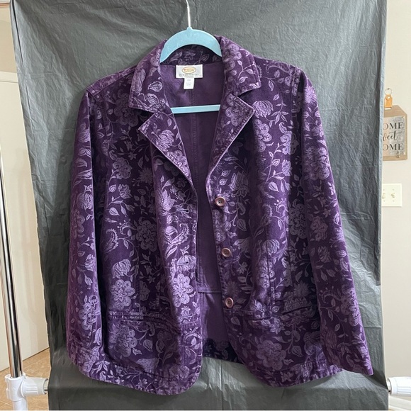 Talbots Purple Floral Women's 12WP Blazer Romantic Fall Embroidered - Picture 1 of 5